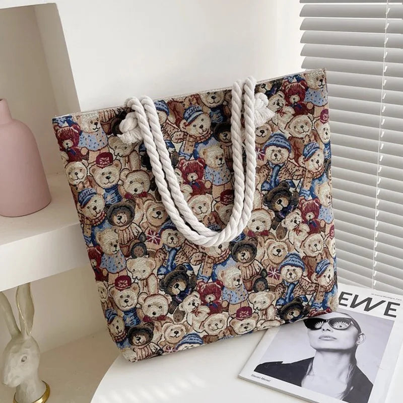 Canvas Tote Shoulder Bag Messenger Bag Girls' Multi-function Bags