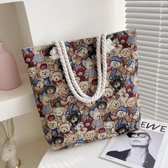 Canvas Tote Shoulder Bag Messenger Bag Girls' Multi-function Bags