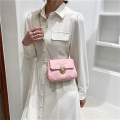 Women's Crossbody Bag Chain Style Solid Pu Leather Casual Messenger Bag