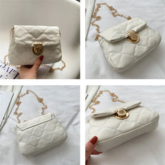 Women's Crossbody Bag Chain Style Solid Pu Leather Casual Messenger Bag