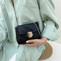 Women's Crossbody Bag Chain Style Solid Pu Leather Casual Messenger Bag