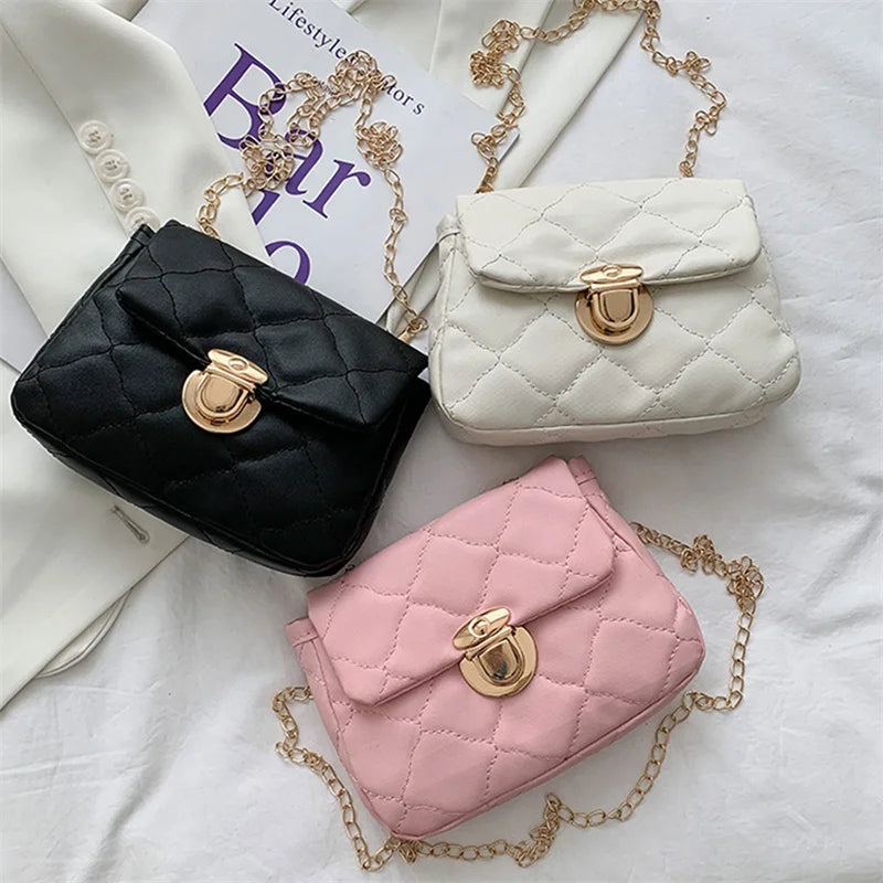 Women's Crossbody Bag Chain Style Solid Pu Leather Casual Messenger Bag