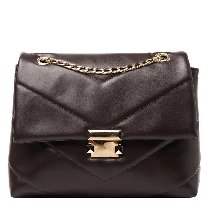 Embroidery Thread Square Bag Chain Pu Shoulder Messenger Crossbody Bag
