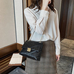 Embroidery Thread Square Bag Chain Pu Shoulder Messenger Crossbody Bag