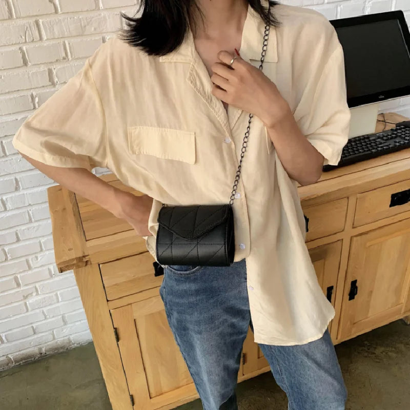 Plaid Chain Messenger Bag Casual Mini Crossbody Square Bag
