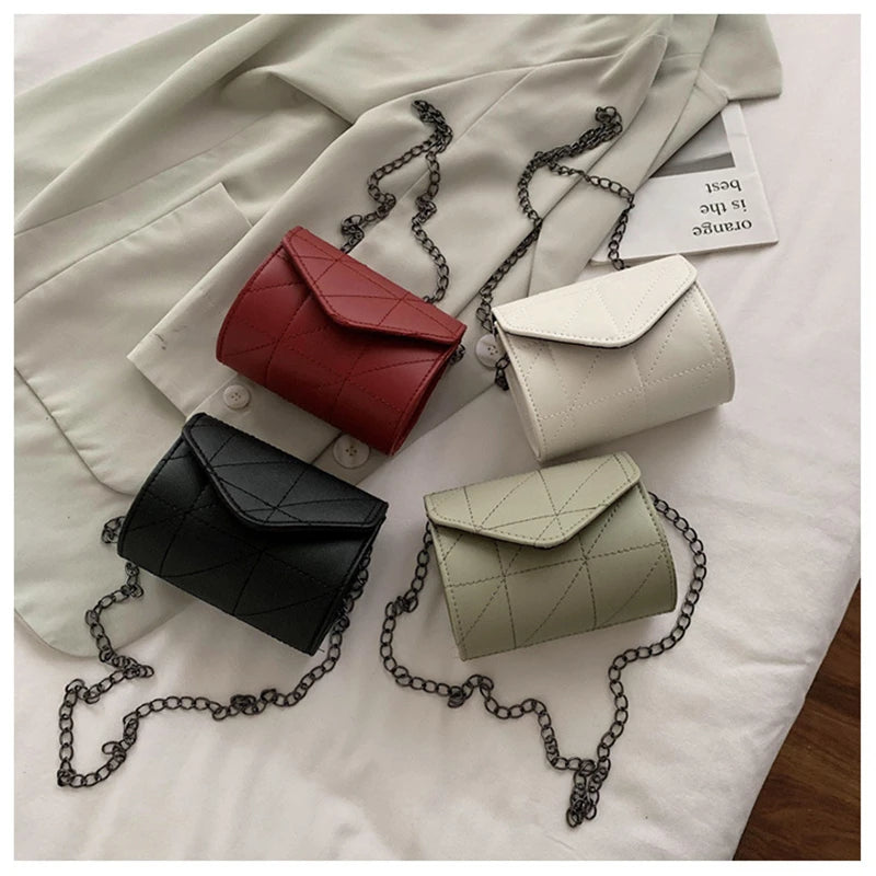 Plaid Chain Messenger Bag Casual Mini Crossbody Square Bag