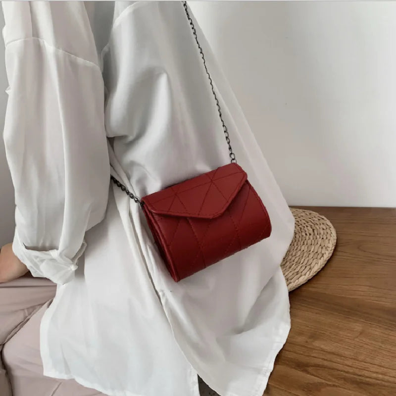 Plaid Chain Messenger Bag Casual Mini Crossbody Square Bag