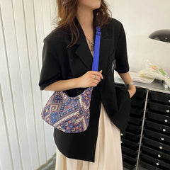 Ethnic Canvas Shoulder Bag Small Tote BoHo Beach Crossbody Bag