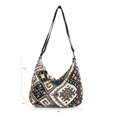 Ethnic Canvas Shoulder Bag Small Tote BoHo Beach Crossbody Bag