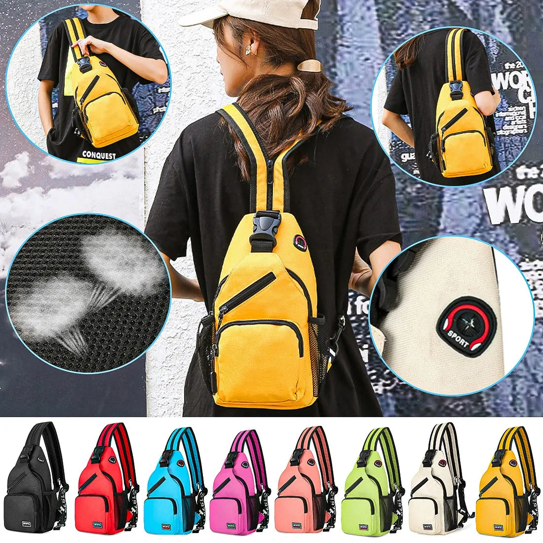 Women's Crossbody Shoulder Bag Chest Pack Travel Sports Waist Pack