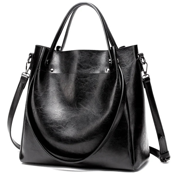 Women's Casual PU Leather Shoulder Bag Bucket Handbag
