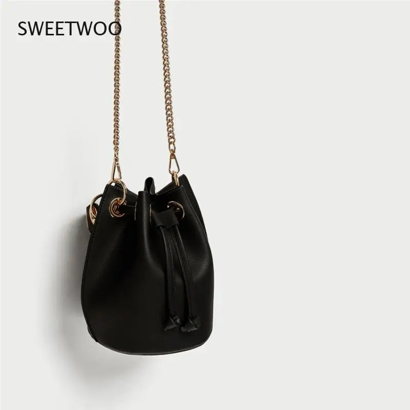 Women's Mini Bucket Bag with Chain Strap
