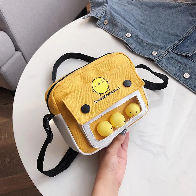 Female Chicken Cartoon Canvas Messenger Bag