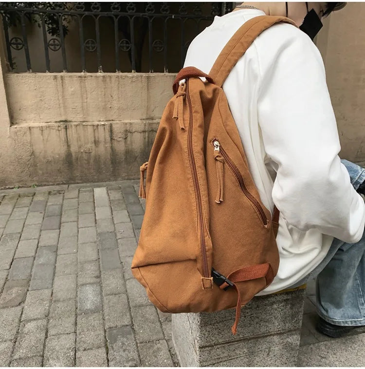 Female Canvas Fabric School Book Laptop Backpack Student Casual Street Travel