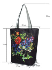Colorful Embroidery Floral Bird Lady Shoulder Bag Eco Tote