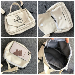 Female Canvas Messenger Bag Envelope Shoulder Crossbody Sweet Cartoon Student Ba