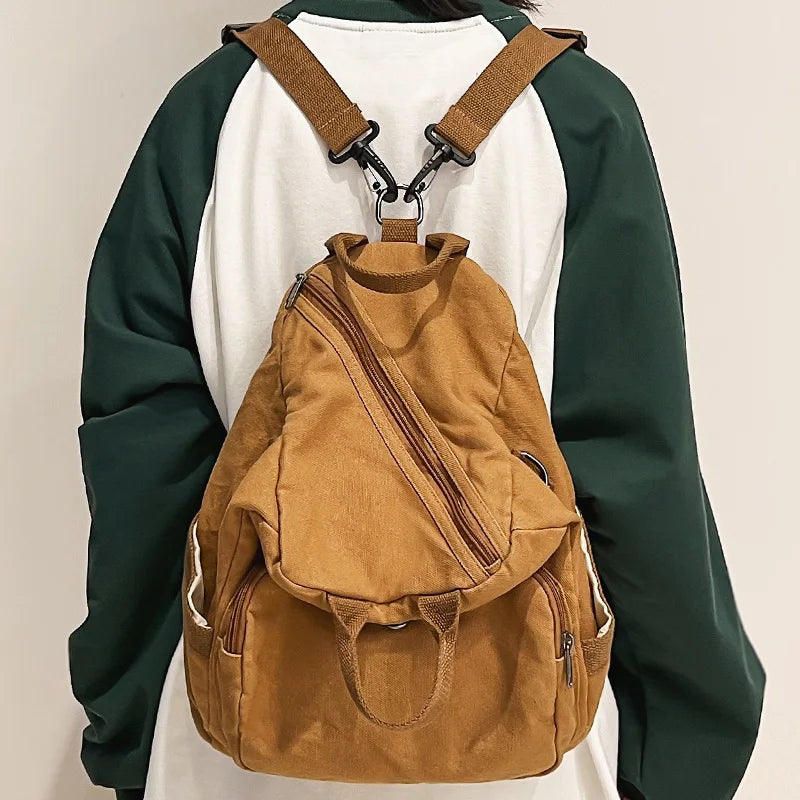 Female Vintage Backpack Women Laptop Bags Brown Girl Travel School Bag