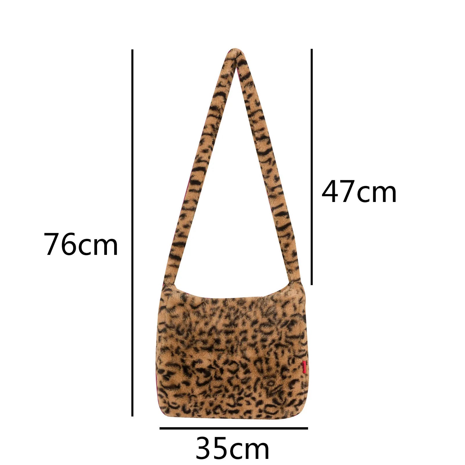 Female Fluffy Crossbody Bag Leopard Print Shoulder Satchel