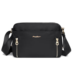 Female Crossbody Bag Solid Zipper Waterproof Nylon Shoulder Bag