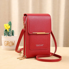 Soft Leather Crossbody Shoulder Bag for Women, Touch Screen Cell Phone Purse