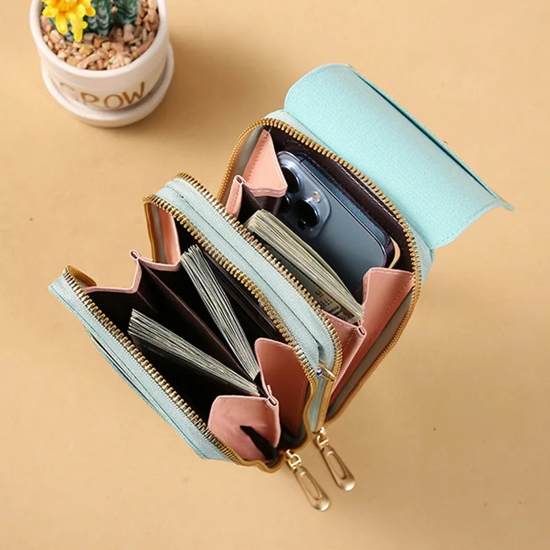 Soft Leather Crossbody Shoulder Bag for Women, Touch Screen Cell Phone Purse