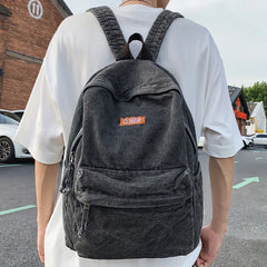 Female Denim Vintage College Backpack Student Girl Laptop School Bag