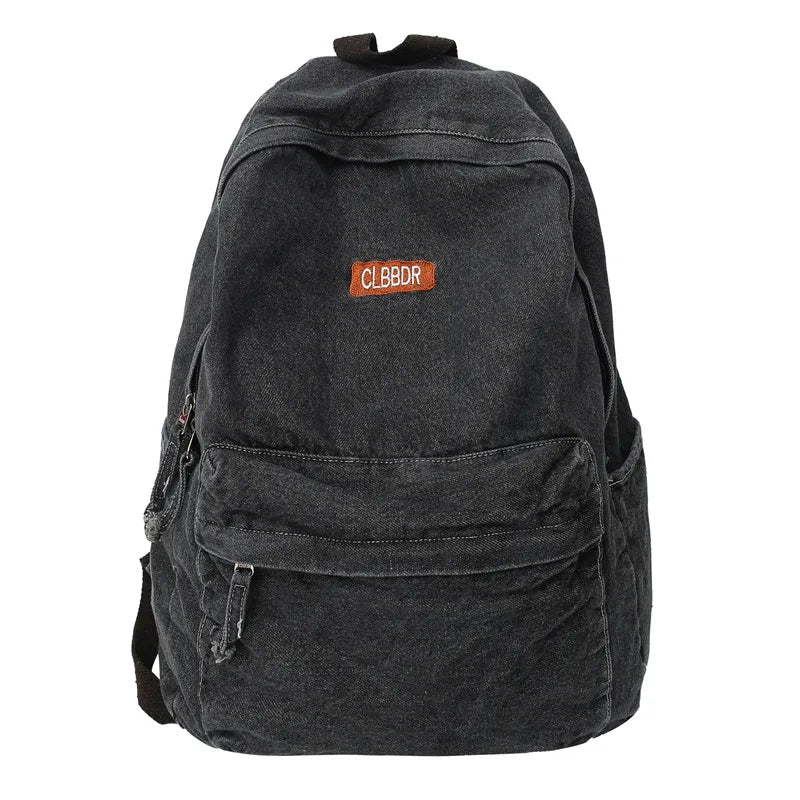 Female Denim Vintage College Backpack Student Girl Laptop School Bag