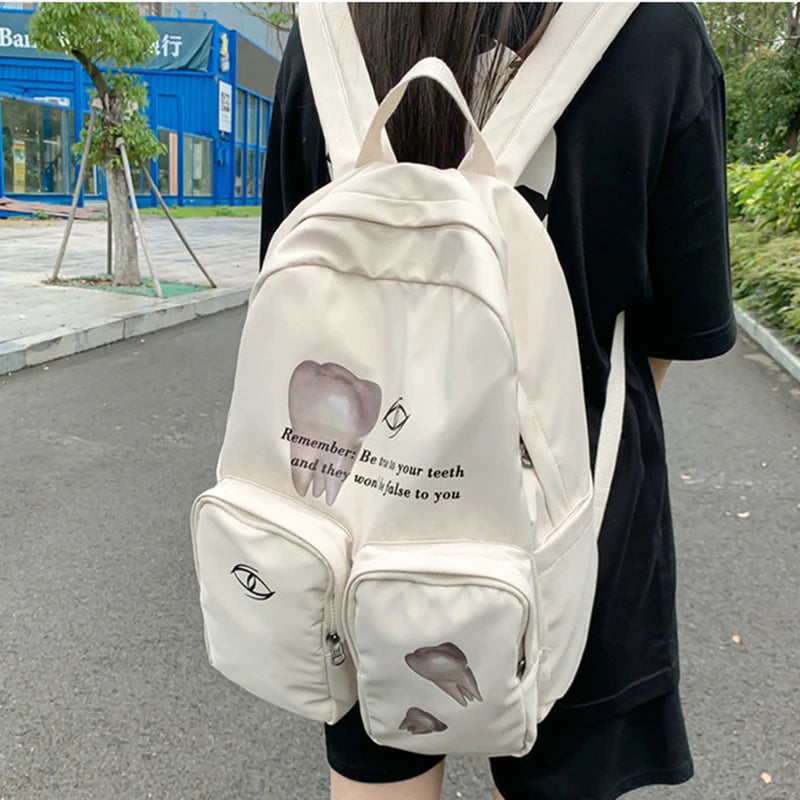 Grunge Fairycore Fabric Backpack 90s Teen Waterproof Oversized School Bagpack