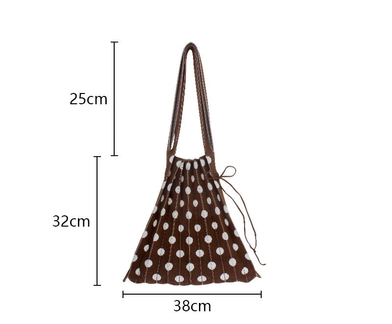Women's Crochet Pleated Polka Dots Underarm Bag