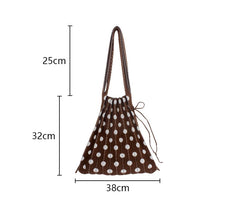 Women's Crochet Pleated Polka Dots Underarm Bag