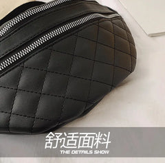Female Fanny Pack PU Leather Belt Bags Banana Plaid Crossbody Bum Bags