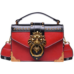 Women's Lion Head Crossbody Bag Metal Shoulder Purse Mini Square Messenger