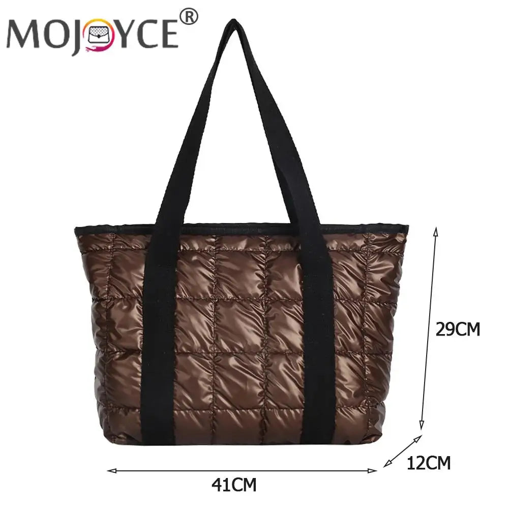 Women's Quilted Cotton Padded Shoulder Bag Large Capacity Travel
