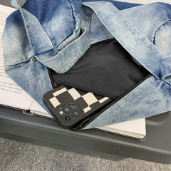 Female Gradient Denim Hobo Shoulder Bag Y2K Grunge Casual Street Sling Bag