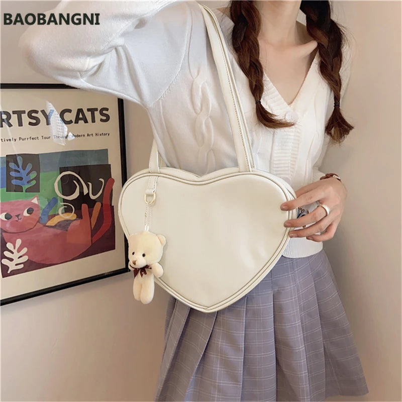 Heart Shaped Handbag Crossbody Bag with Pendant