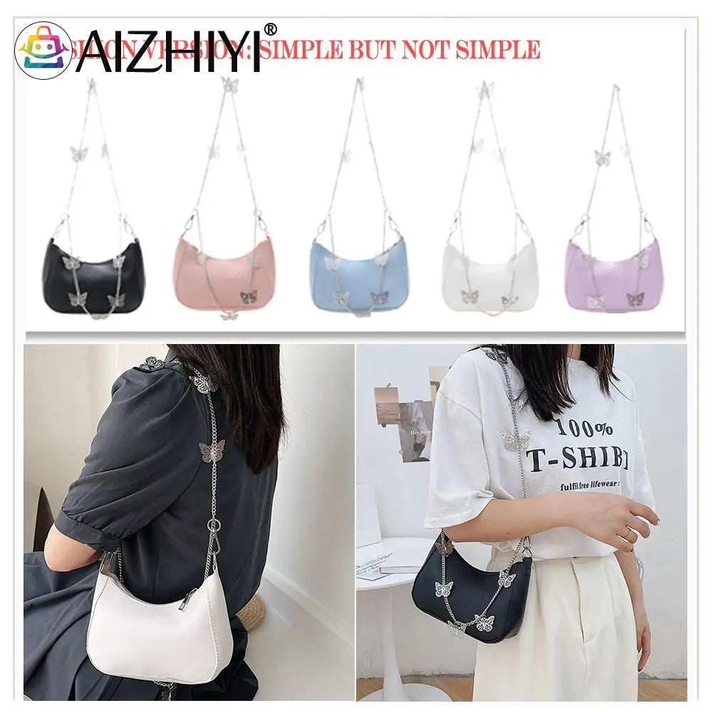Butterfly Chain PU Leather Shoulder Bag for Shopping