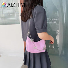 Butterfly Chain PU Leather Shoulder Bag for Shopping