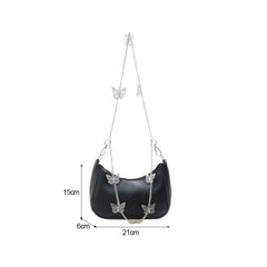 Butterfly Chain PU Leather Shoulder Bag for Shopping