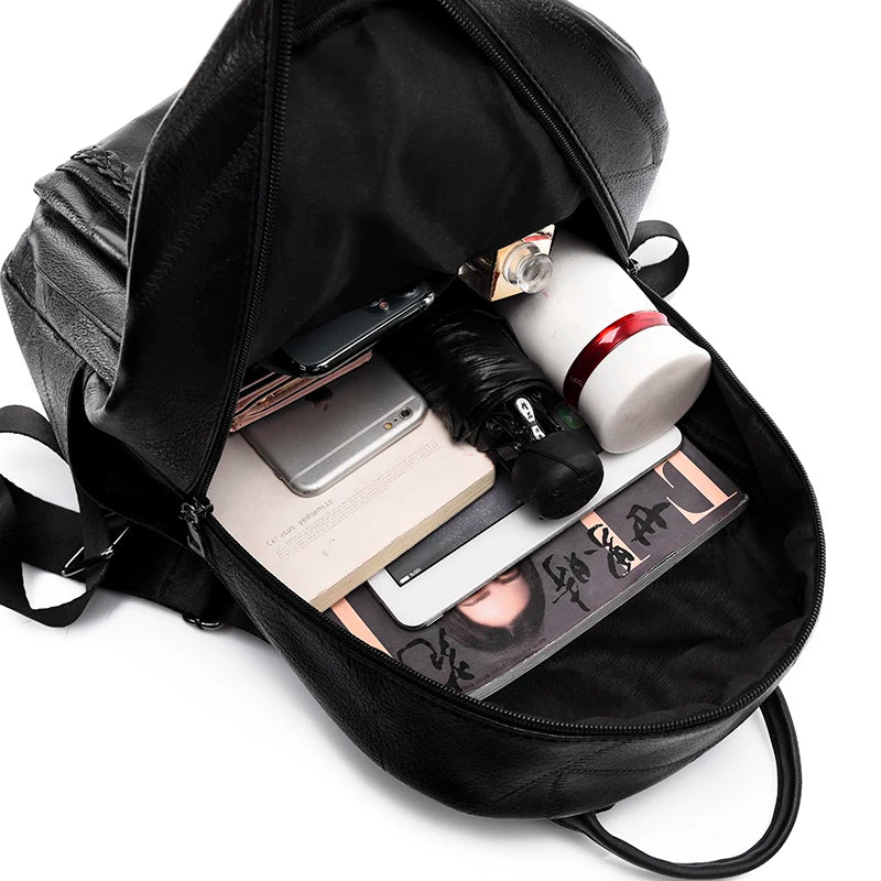 High Soft Leather Book Bags For Teenage Girls Travel Backpack