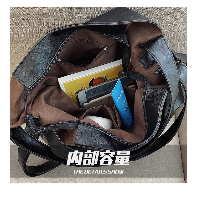 Large Capacity Hobo Handbag Leather Women Shoulder Bag