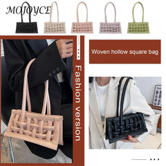 Women Hollow Shoulder Bag PU Leather Small Messenger Bag