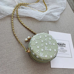 Women's Lace Circular Crossbody Bag Small Sling Shoulder Messenger Handbag