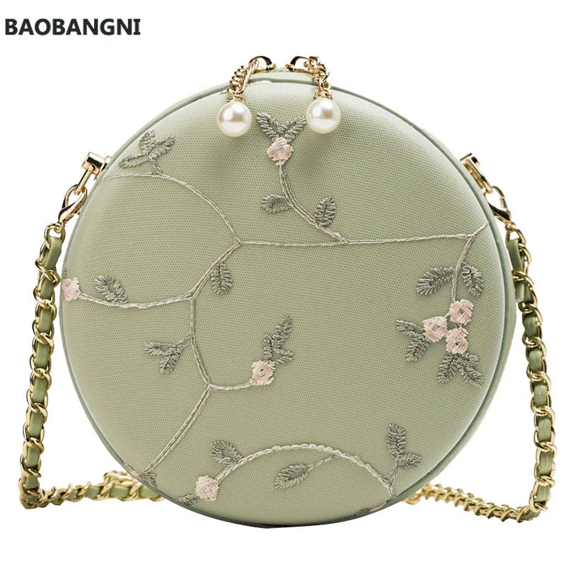Women's Lace Circular Crossbody Bag PU Leather Handbag