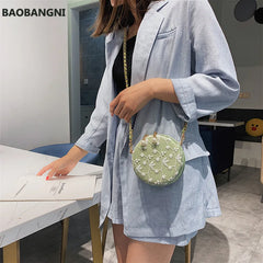 Women's Lace Circular Crossbody Bag PU Leather Handbag