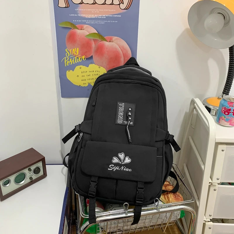 Embroidered Waterproof Nylon Women Backpack