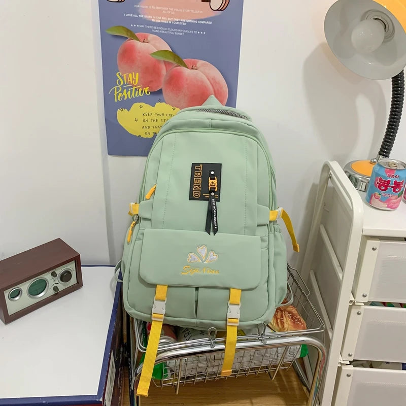 Embroidered Waterproof Nylon Women Backpack