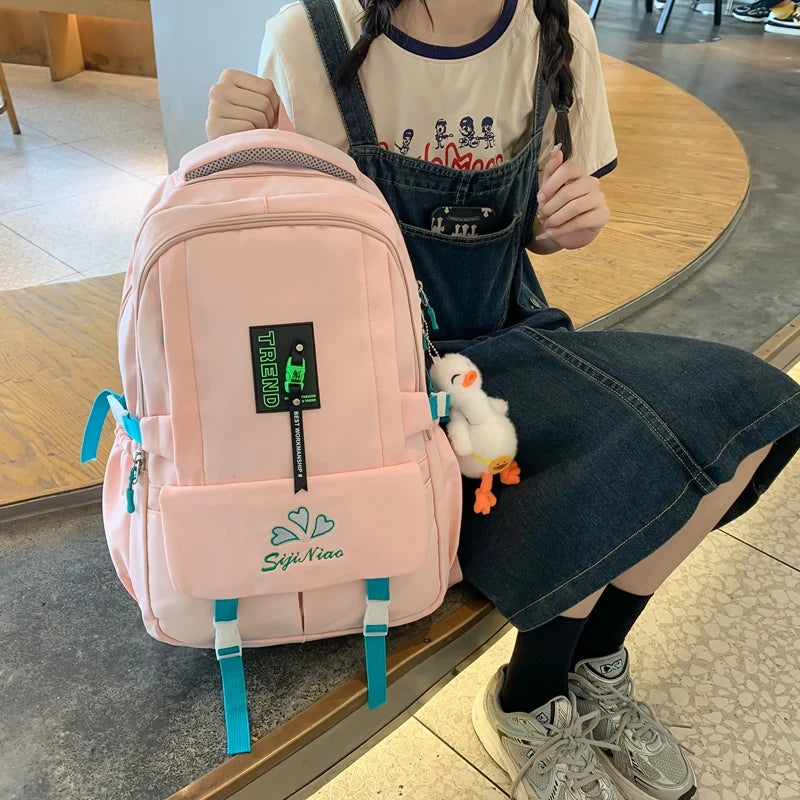Embroidered Waterproof Nylon Women Backpack