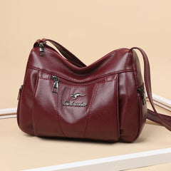 Women Pure Leather Messenger Purse Large Capacity Single Shoulder Bag