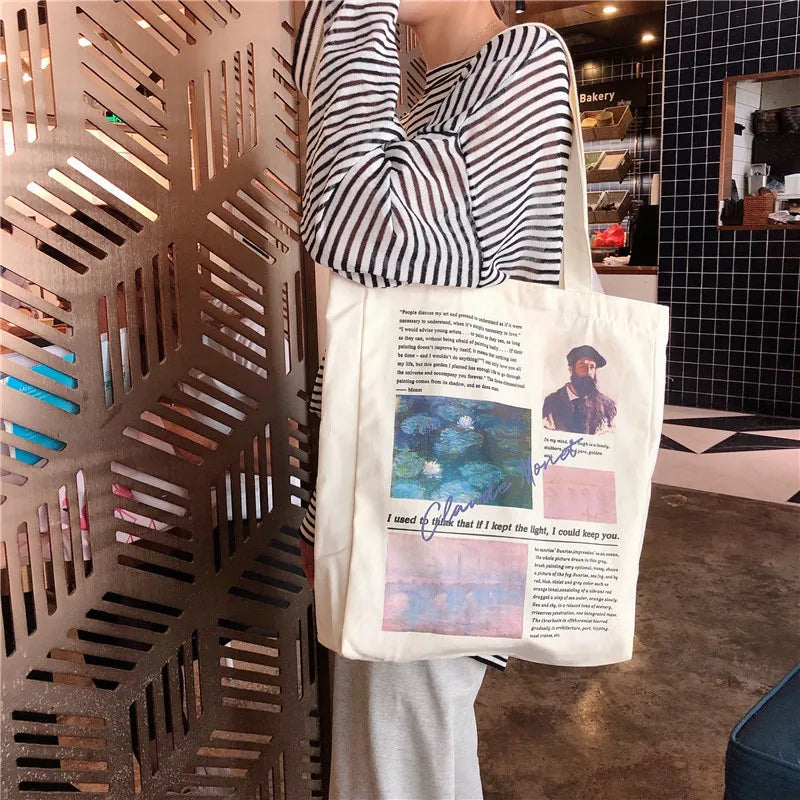 Female Large-capacity Canvas Shoulder Bag Women's Retro Print Handbag Leisure