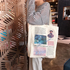 Female Large-capacity Canvas Shoulder Bag Women's Retro Print Handbag Leisure